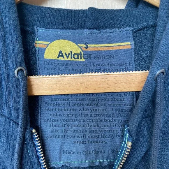 Aviator Nation 5 Stripe Hoodie - Charcoal SM